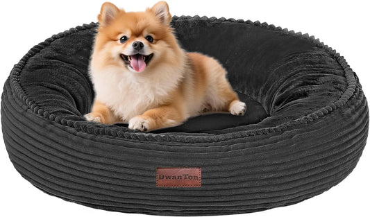Dwanton Orthopedic Small Dount Dog Bed Cat Bed, Calming Egg-Crate Foam, 24"