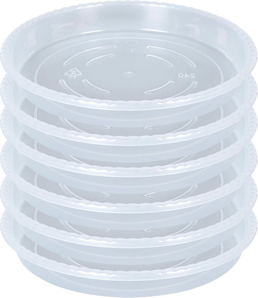 OVZILKI Plant Saucer 6 Pack of 12 Inch, Clear Plastic Flower Plant Pot Saucer, Heavy Duty Plant Drip Trays Saucers for Indoor, Plant Water Tray for Planters