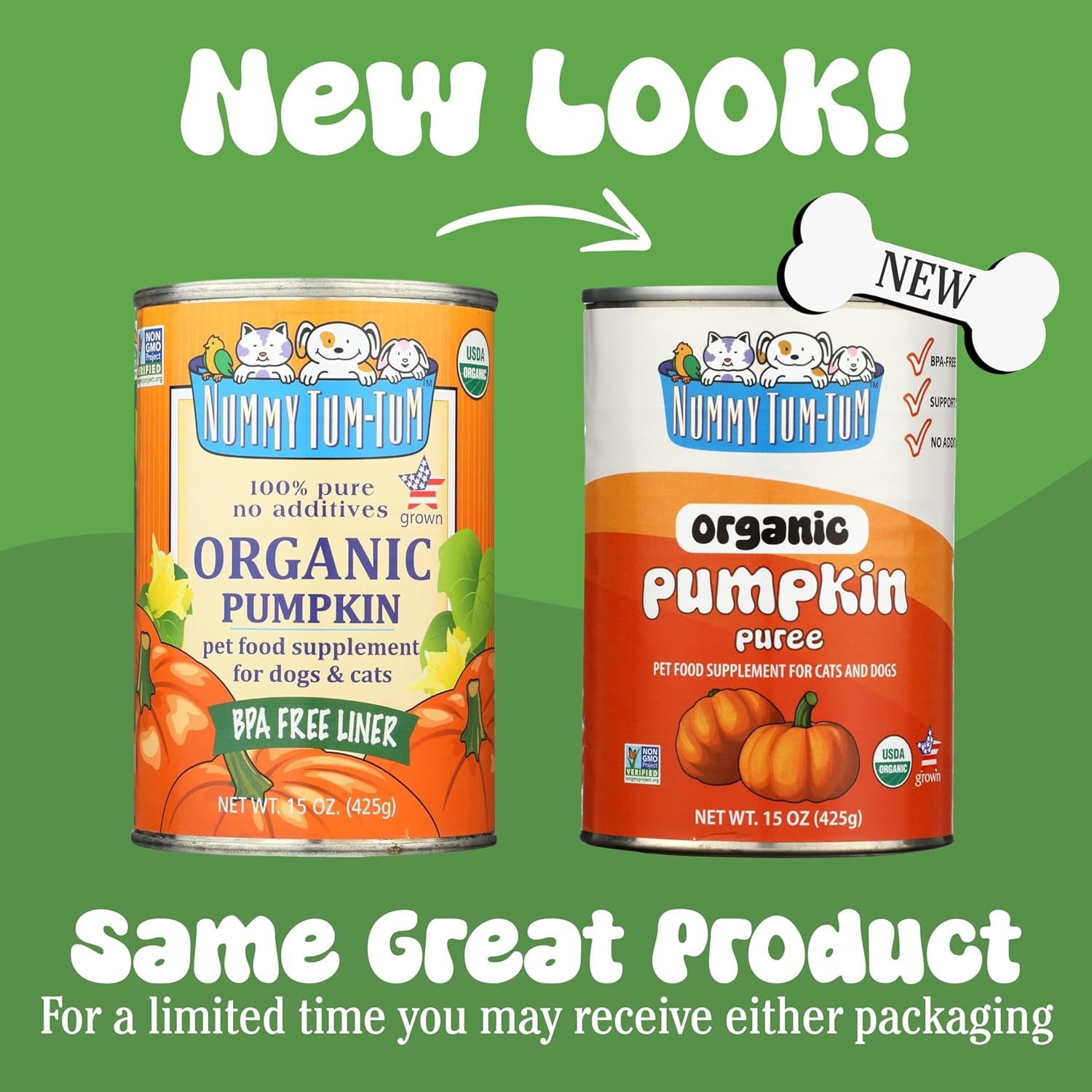 Nummy Tum Tum Organic Pumpkin for Dogs & Cats, 15 Ounce (Pack of 12)
