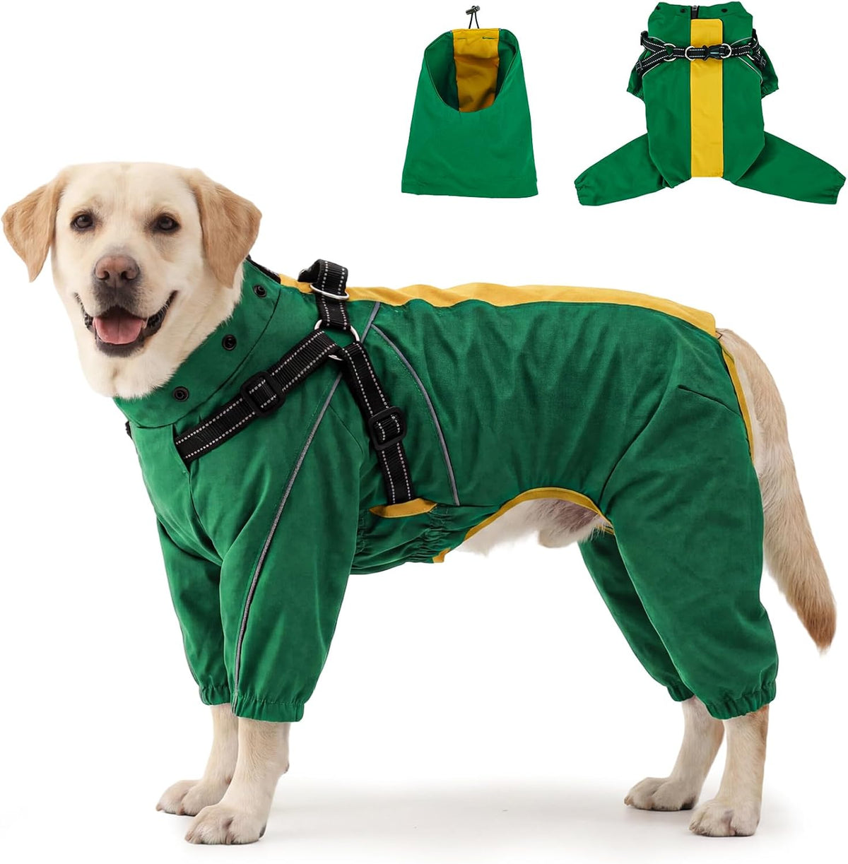 Waterproof Dog Jacket with Hood, Full Body Rain Coat for Dogs