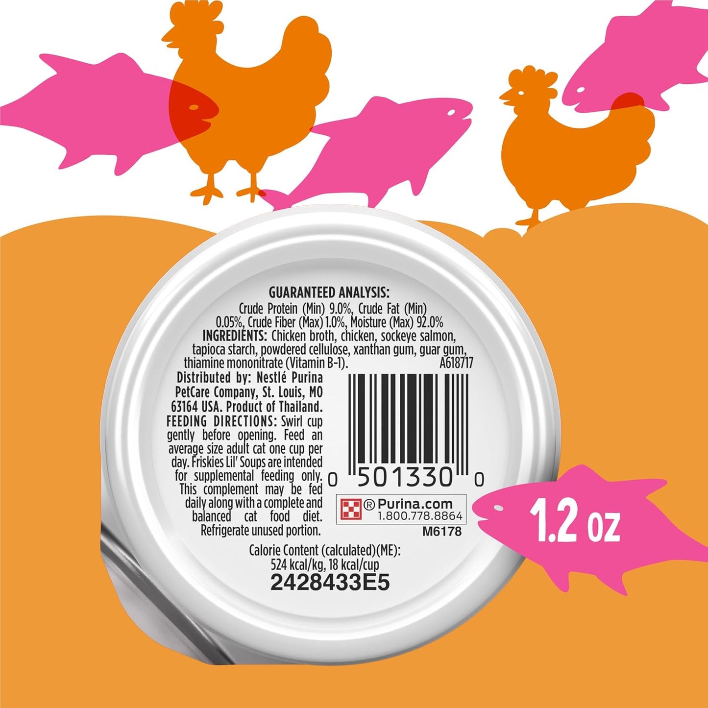 Purina Friskies Grain Free Lickable Cat Food Toppers Lil’ Soups with Sockeye Salmon in Chicken Broth - (Pack of 8) 1.2 Oz. Cups