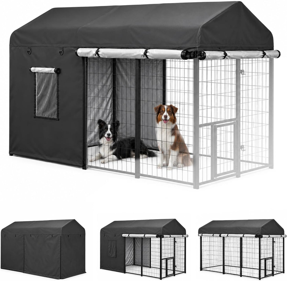 ROOMTEC 8 X 4 FT Outdoor Dog Kennel Cover, Full Side Cover (Cover Only)