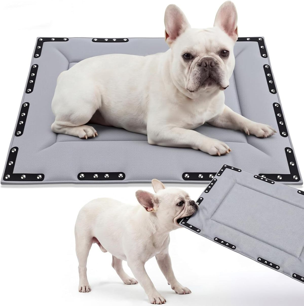 Colingmill Chew Proof Indestructible Dog Crate Bed, Gray, 23” X 16”