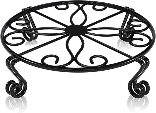 12"X3.1" Black Plant Stand for Flower Pot Heavy Duty Potted Holder Indoor Outdoor Metal Rustproof Iron Garden Container round Supports Rack for Planter Bronze,Pumpkin Stand Outdoor