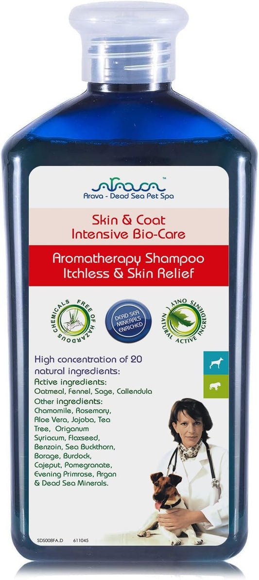 Arava Natural Medicated Dog Shampoo – anti Yeast anti Itch Dog Shampoo - Healthy Skin & Coat - First Aid in Hot Spots Ringworm Scrapes Abrasions & Dermatologic Infections - 400Ml / 13.5 Fl Oz