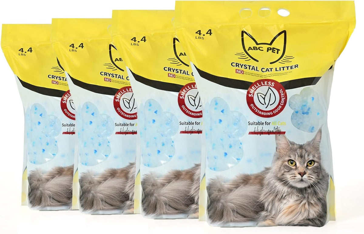 ABCPET Cat Litter Crystals No Clumping Litter 17.2 Lbs (4 X 4.3 Lb Packs)