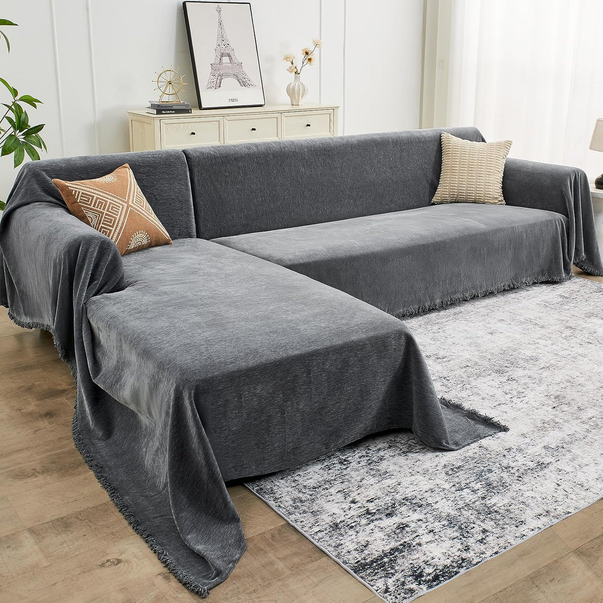 CAPALOCA Sectional Couch Covers for Sofa Washable L Shaped Couch Cover XL