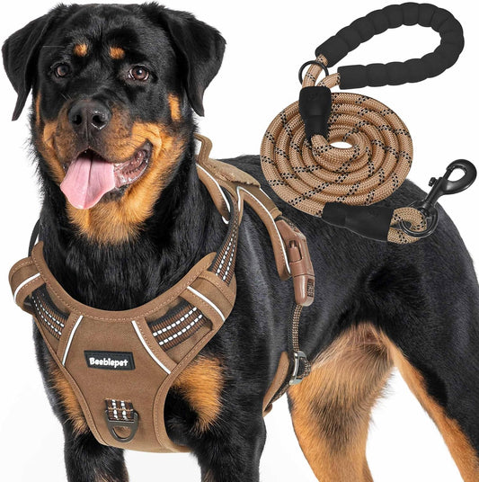 Beebiepet Tactical No Pull Dog Harness with Leash, X-Large, Brown