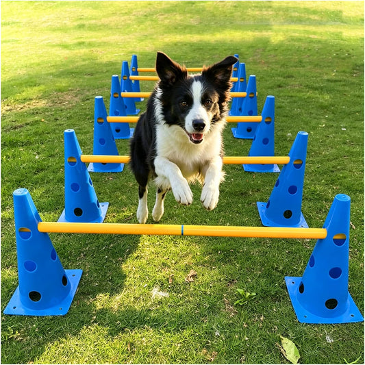 Dog Agility Cone Hurdle Set, 3 Adjustable Heights, 12 Pack