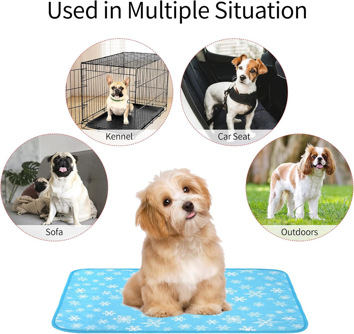 NACOCO Summer Pet Cooling Mat - Cat Dog Cushion Pad Sleeping Cool Snowflake Comfortable Soft for Pets Kids and Adults (Blue Snowflake, M)