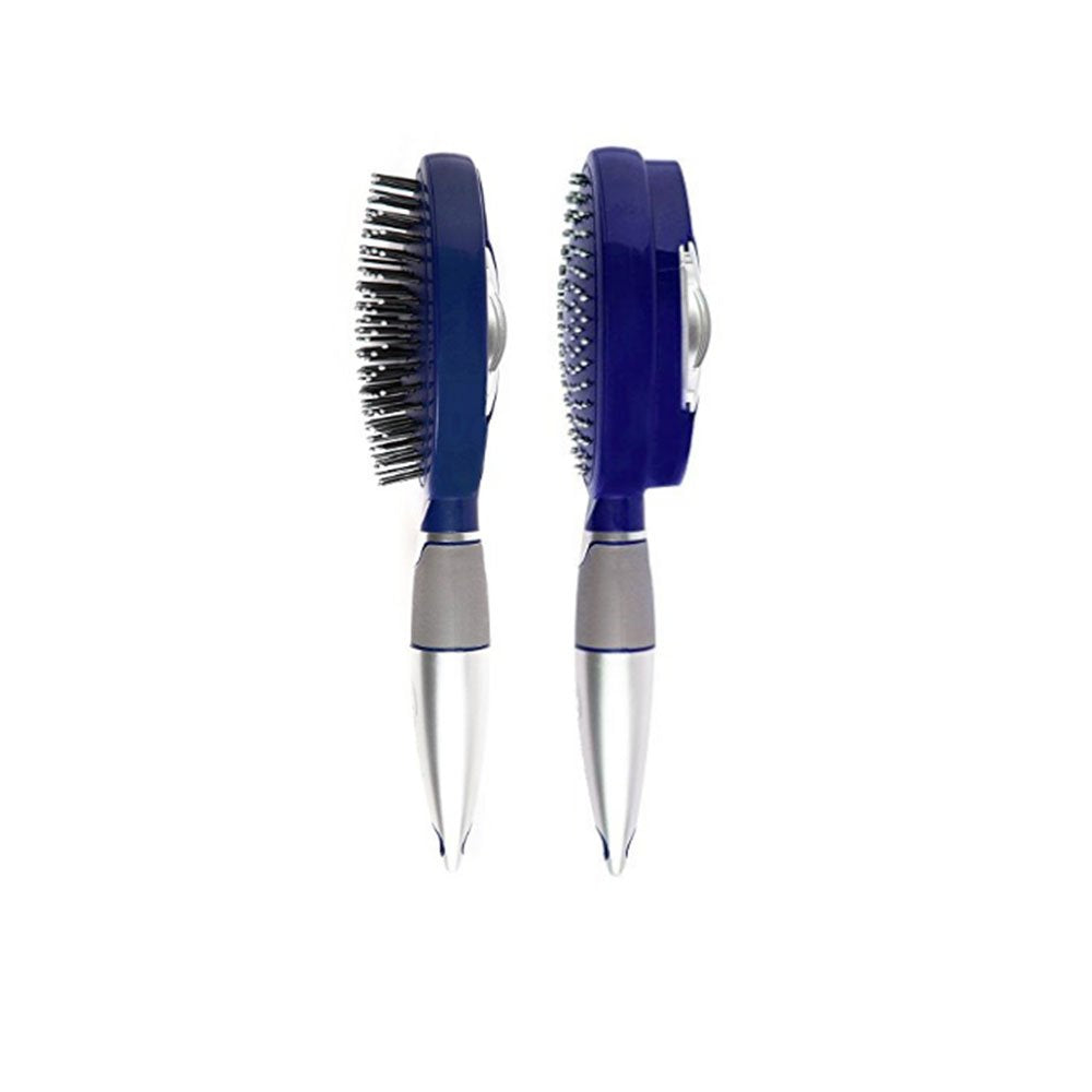 Easy Clean Retractable Bristles and Detangling Oval Brush for Curly, Straight and Thick Hair - Wet and Dry Hair - Blue