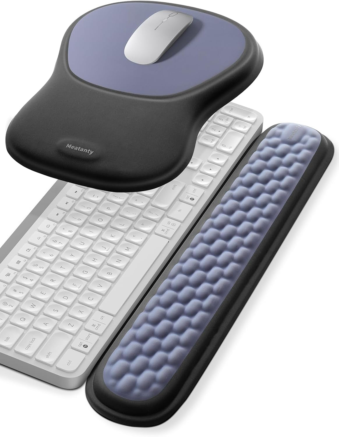 Keyboard and Mouse Wrist Rest Set, Ergonomic Wrist Pad Support, Computer Hand Palm Rest Combo, Memory Foam Typing Desk Accessory Carpal Tunnel Cushion, Laptop Office Home School-Blue & Black