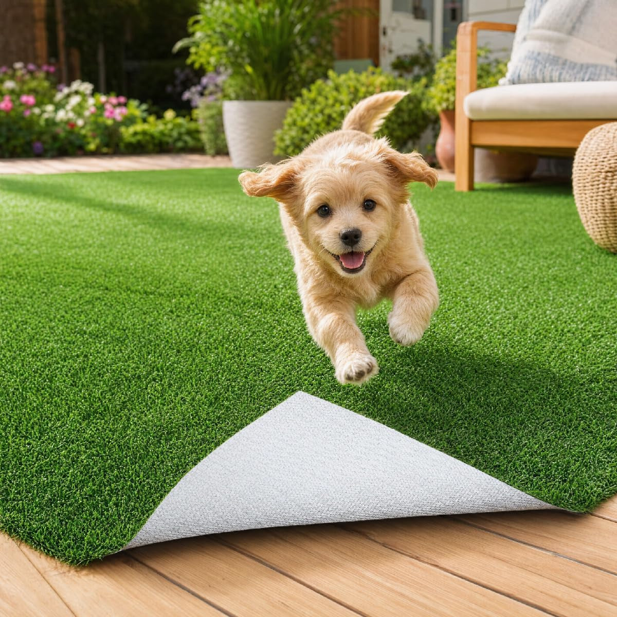 Artificial Grass 4X6 Ft, Fake Grass Turf with Non-Slip TPR Rubber Backing, Indoor Outdoor Grass Mat for Balcony, Patio, Pets, Portable Low Maintenance Lawn Carpet