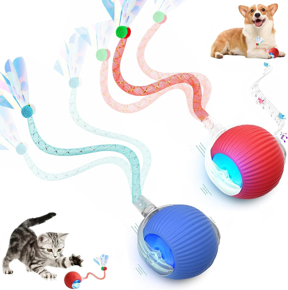 2 Packs Speed 2.0 Tail Interactive Cat Toys for Indoor Cats, Moving Cat Toy