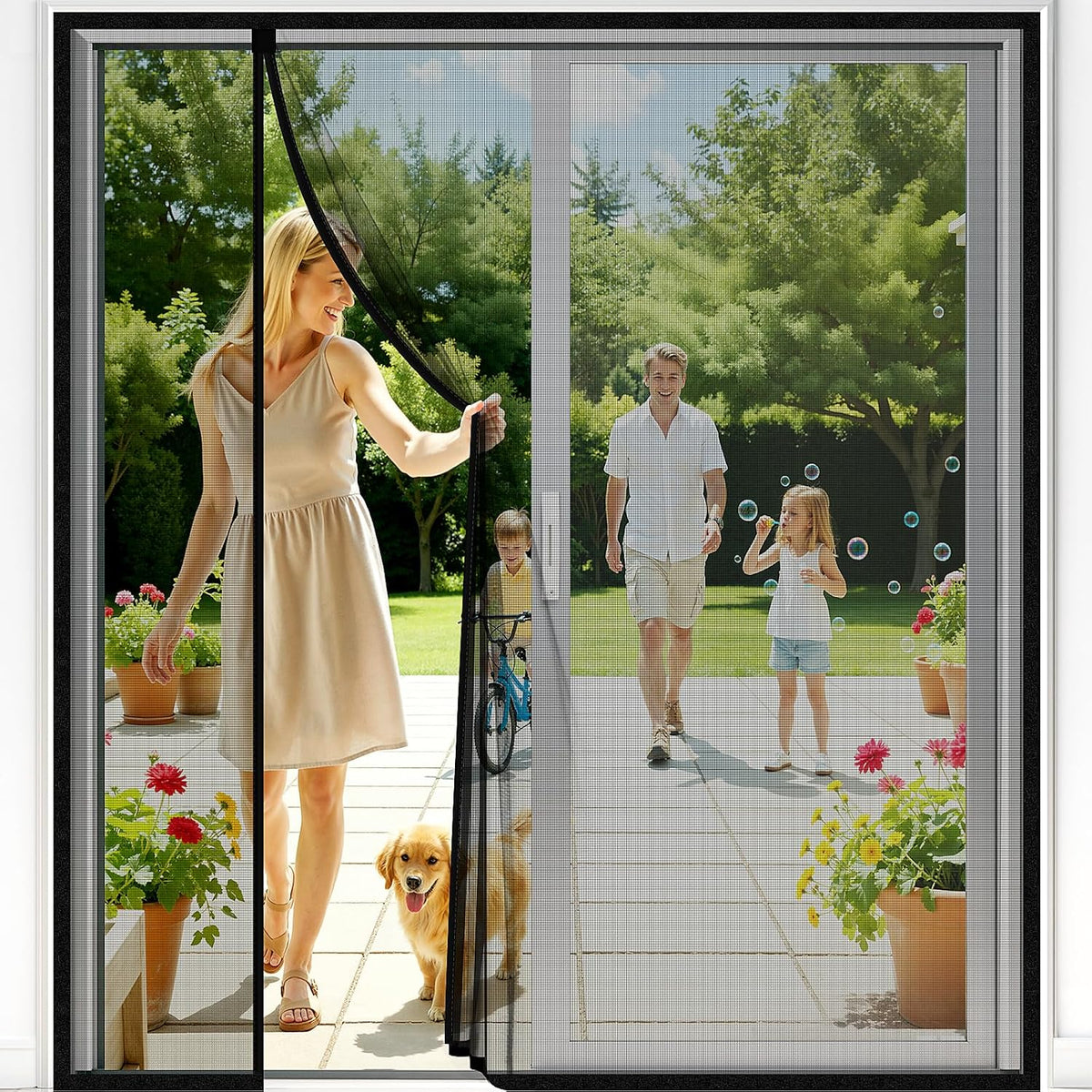 Spacewhisper Magnetic Closure Screen Door Fits 72" X 80" Door (74" X 81")