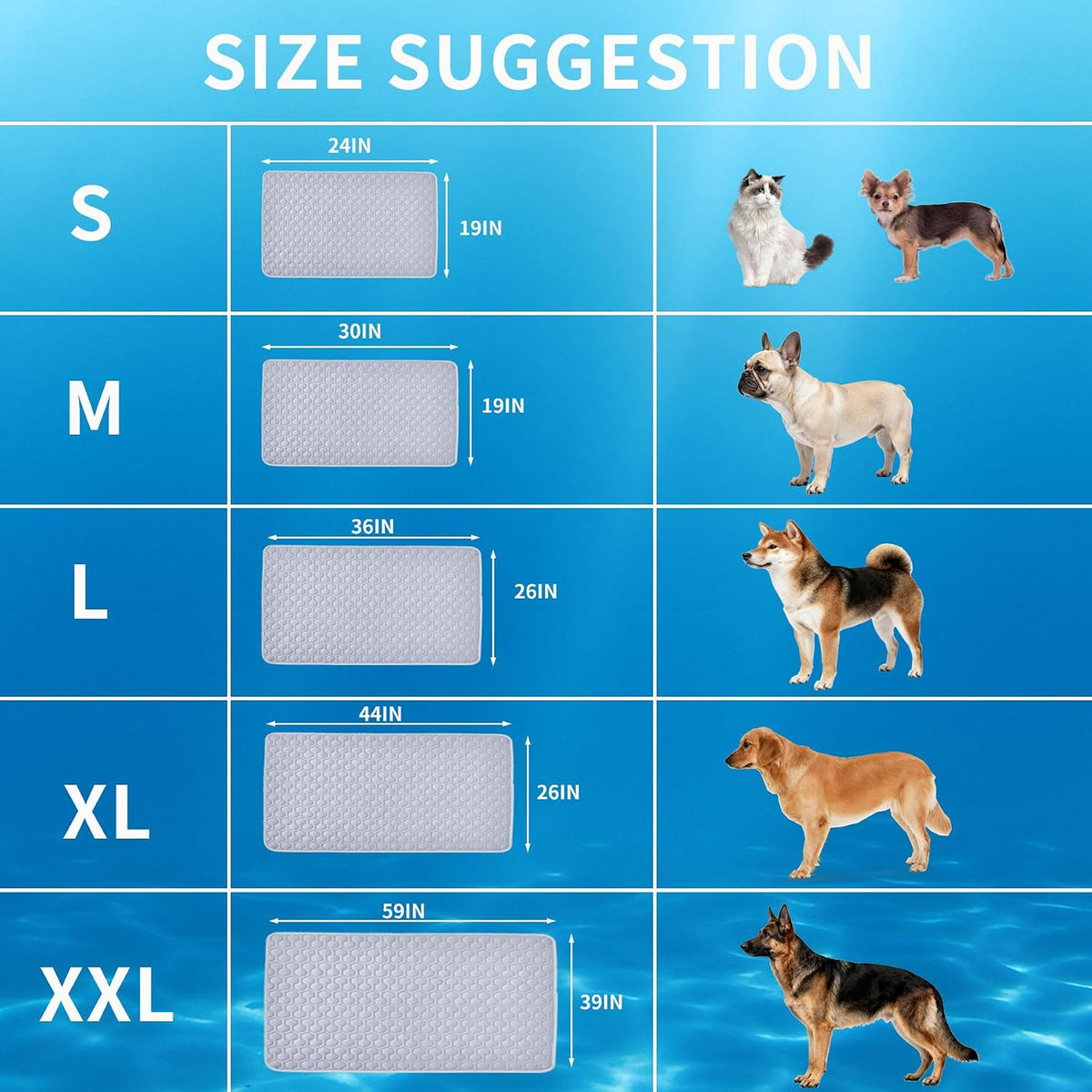 HAOMAIJIA Pet Cooling Mat for Dogs Thick Soft Washable Dog Cooling Mat Indoor Upgrade Waterproof Non-Slip Self Cooling Pad for Dog and Cat (Grey, 26'' X 36'' Large)