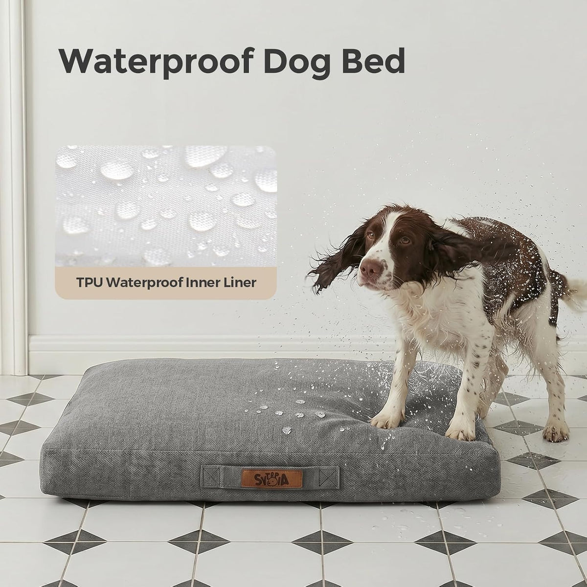 Sytopia 36" XL Indestructible Dog Bed, Orthopedic Waterproof Chew Proof Dog Bed, Chew-Resistant Dog Pad, 55 Lbs Capacity for Extra Large Dogs, Indoor & Outdoor Use, Dark Grey