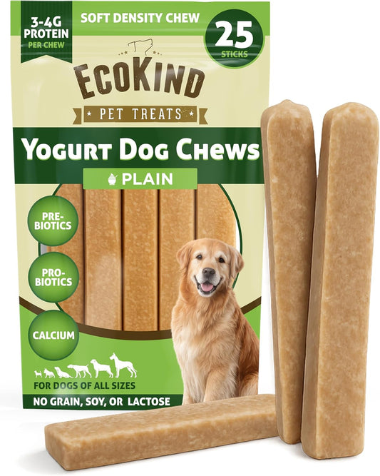 Ecokind Yogurt Dog Chews, Probiotic Dog Treats, Original 25 Dog Chew Sticks