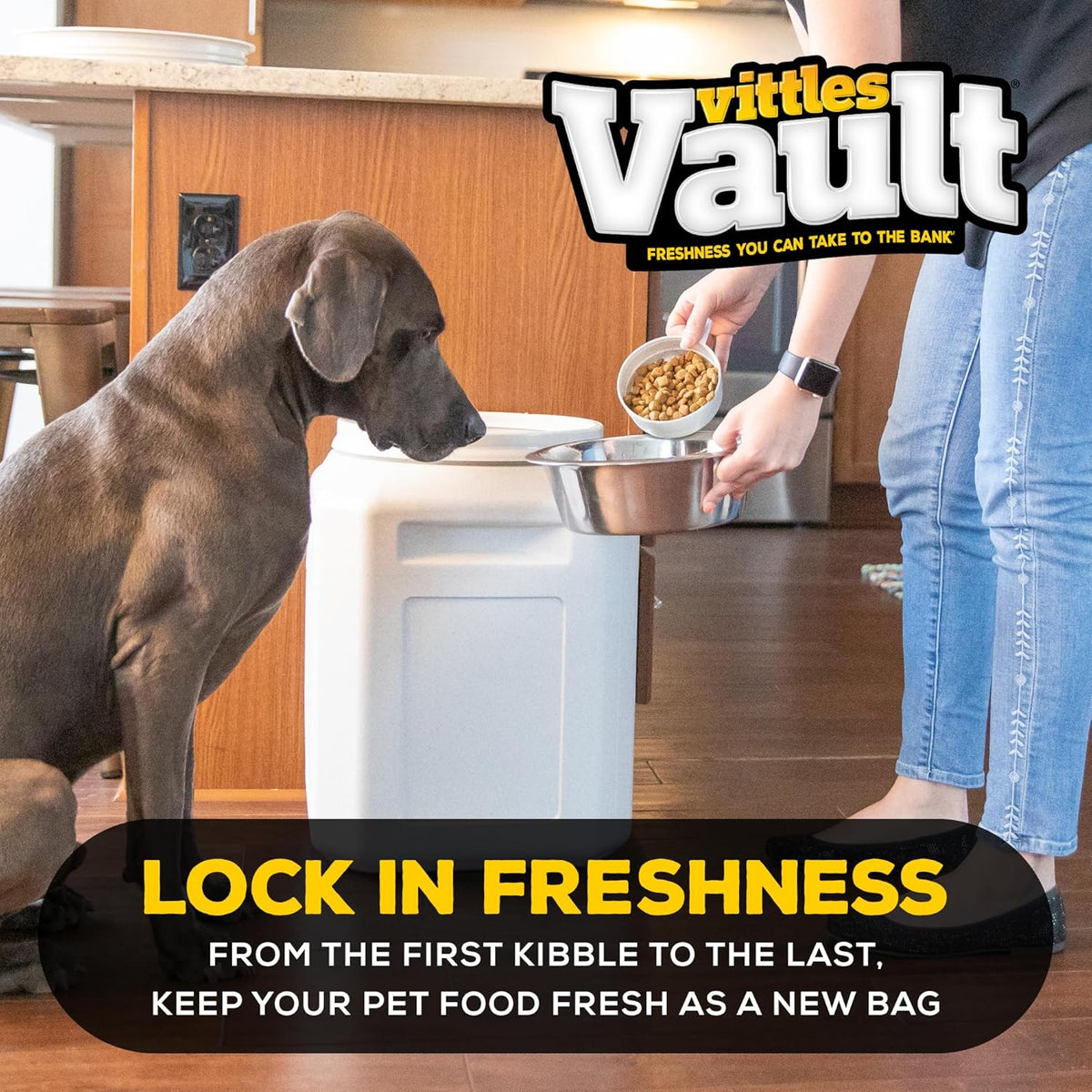 Vittles Vault Airtight Pet Food Storage Container + Scoop, Fits up to 50Lbs