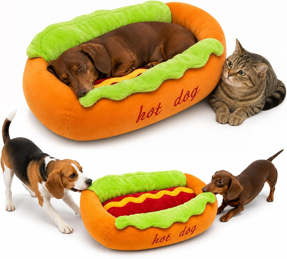Hot Dog Dog Bed for Dachshunds and Small Pets (Small)