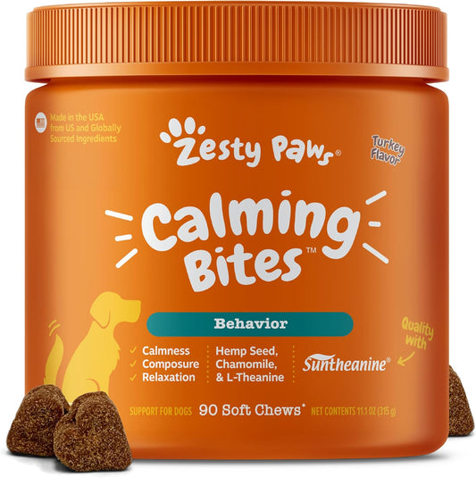 Zesty Paws Calming Chews for Dogs - for Everyday Stress, Relaxation, Composure, and Separation Turkey 90 Count
