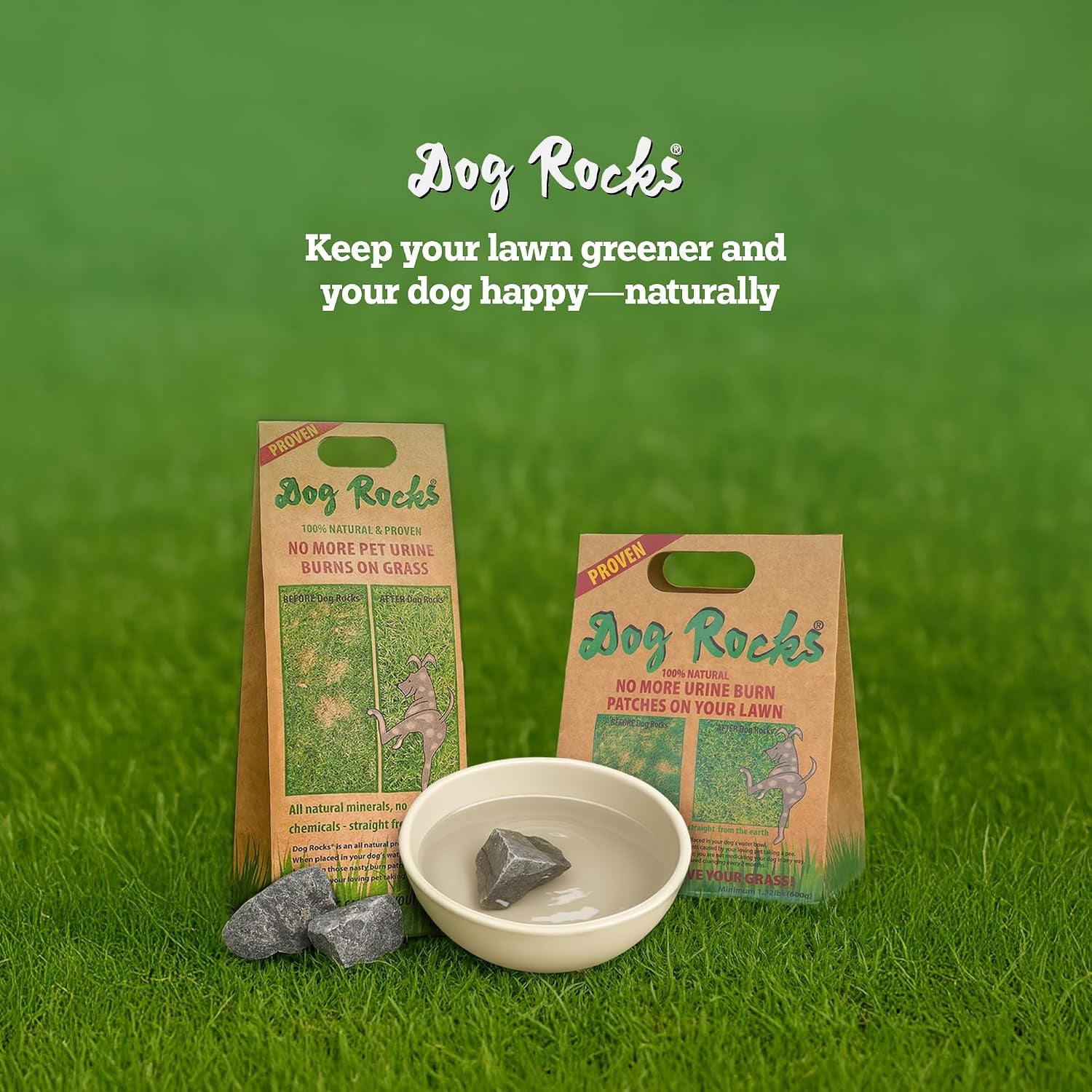Dog Rocks - Natural Lawn Protector - 600G - Prevents Dog Urine Burn Patches on Grass - Dog Wee Neutraliser for Lawn Repair - Pet Urine Neutralizer for Artificial & Natural Grass