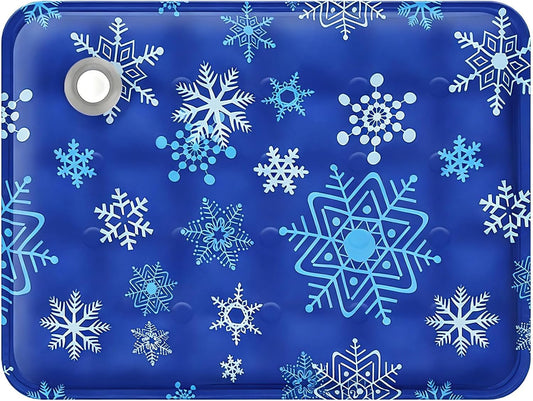 Pet Cooling Mat for Dogs & Cats (36"X24"), Non-Toxic Water-Activated Gel Ice Pad, Scratch Resistant & Leakproof Summer Dog Bed, Washable Seat Cushion for Pet, Sofa, Car (Snowflake Patterns)