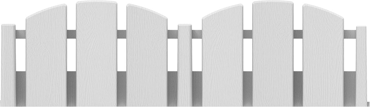 Easyflex No-Dig Landscape Edging with Anchoring Spikes, 4.5 In. Tall Decorative Adirondack Wood-Look Fence Garden Border, 15 Foot Kit, White (3600WT-15C-6)