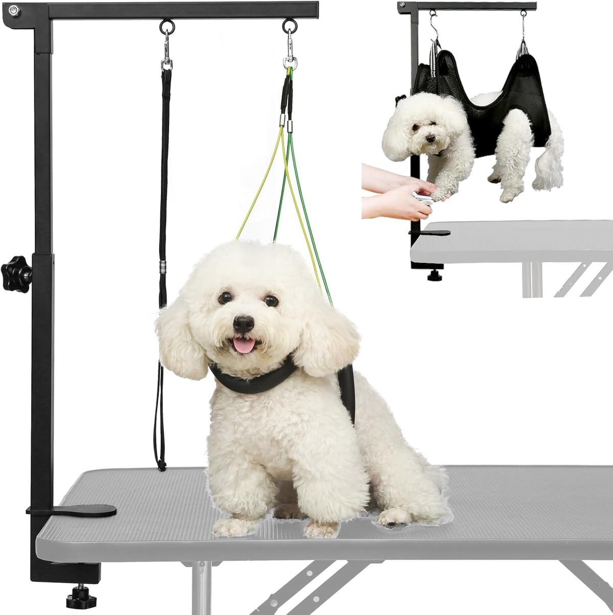 Adjustable Dog Grooming Arm with Clamp Dog Grooming Hammock and Loop Noose