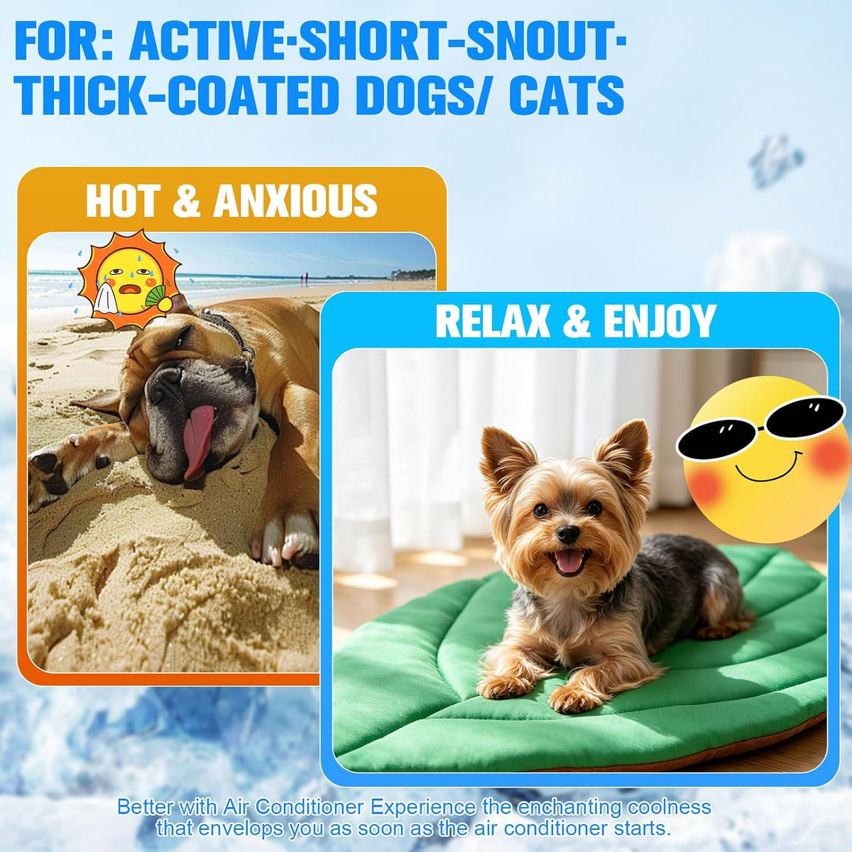 EXPAWLORER Dog Cooling Mat, Double-Sided Cooling Pad for Cats Dogs Kitten,33"X21"Thick & Durable Portable Pet Bed for Summer,Washable Cooling & Warm Blanket for Indoor,Outdoor,Leaves(Green)