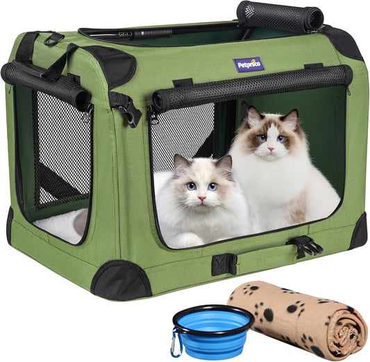 Large Cat Carrier for 2 Cats/Small Dogs 24"X17"X17" for Car Travel