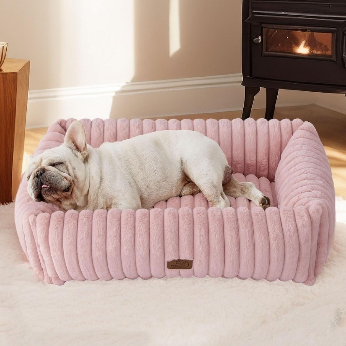 Bedsure Comfyfleece® Dog Bed Medium Large Size Dog Washable，30In Blush Pink