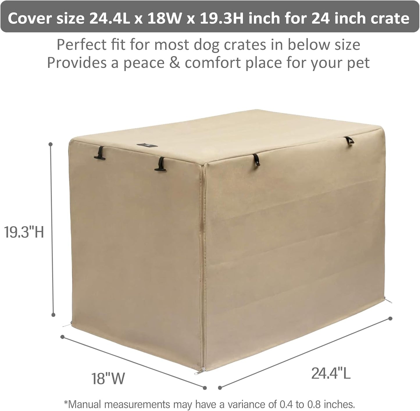 X-ZONE PET Double Door Dog Crate Cover - Polyester Pet Kennel Cover (Fits 24 30 36 42 48 Inches Wire Crate) (24 Inch, Tan)