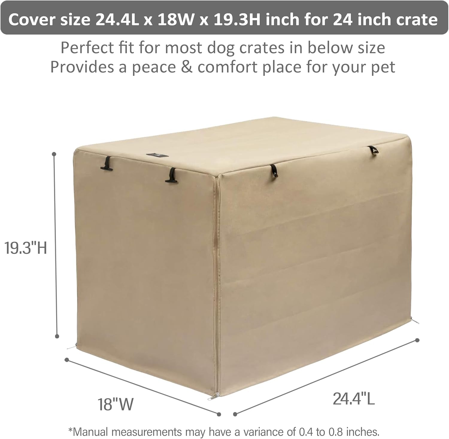 X-ZONE PET Double Door Dog Crate Cover - Polyester Pet Kennel Cover (Fits 24 30 36 42 48 Inches Wire Crate) (24 Inch, Tan)