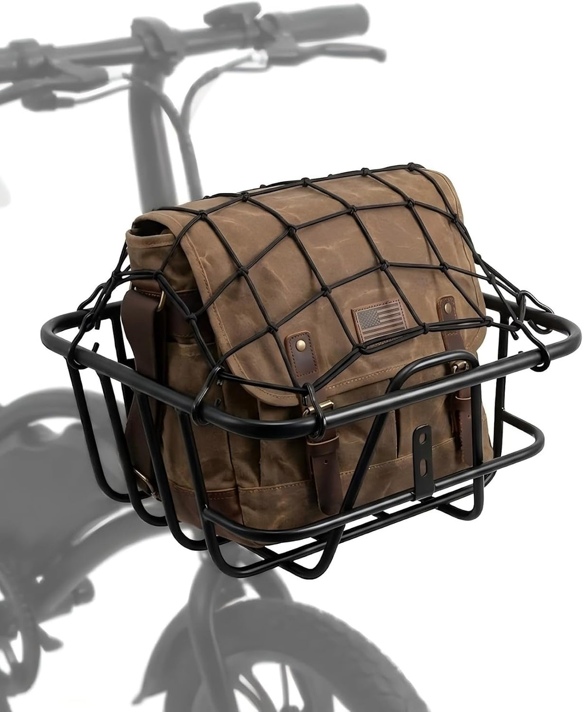 ANZOME Ebike Front Basket with Rain Cover, Metal Wire Bike Basket, Black