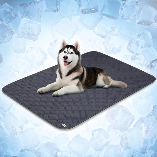 Petami Waterproof Dog Cooling Mat Pet Pad for Crate Couch Bed, Grey, 60X80