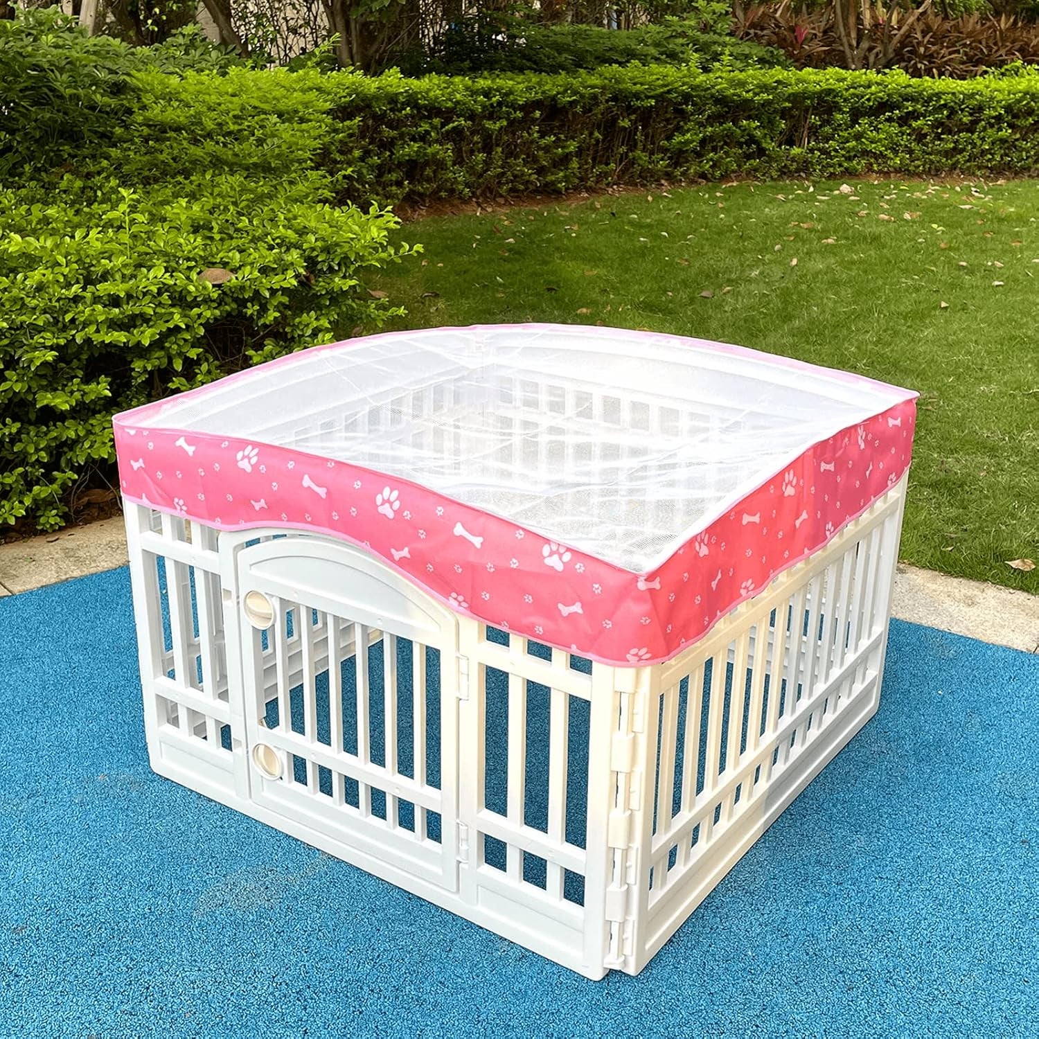 Dog Playpen Mesh Top Cover for 36" Inch Pet Playpen with 4 Panels,[ Note: Playpen Not Included] Dog Crate Cover Pet Tent Puppy Play Pen Cover, Ideal for Indoor/Outdoor Use. (Pink)