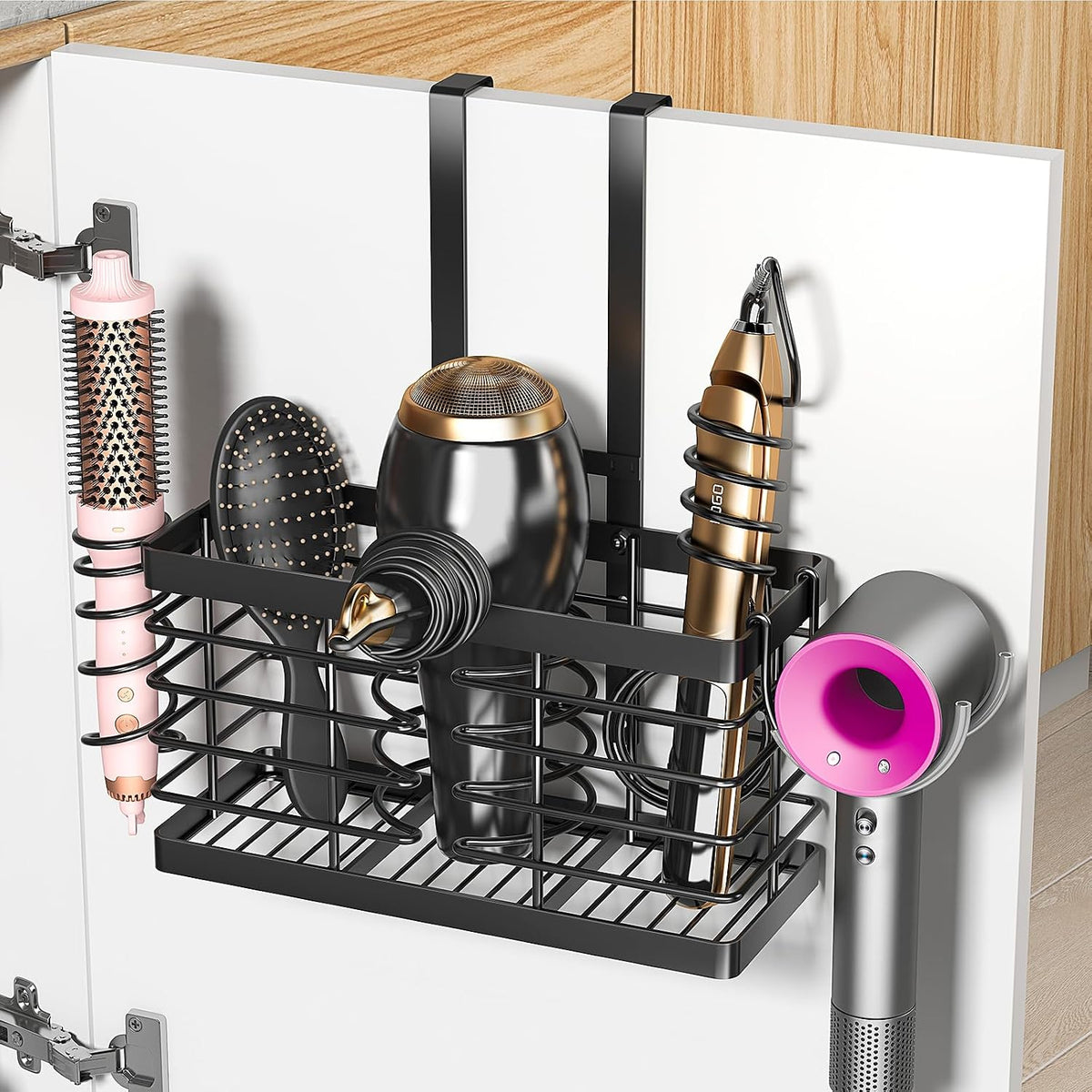 Sevenblue 2026 Upgraded 3-In-1 Universal Hair Tool Organizer, L Size, Black