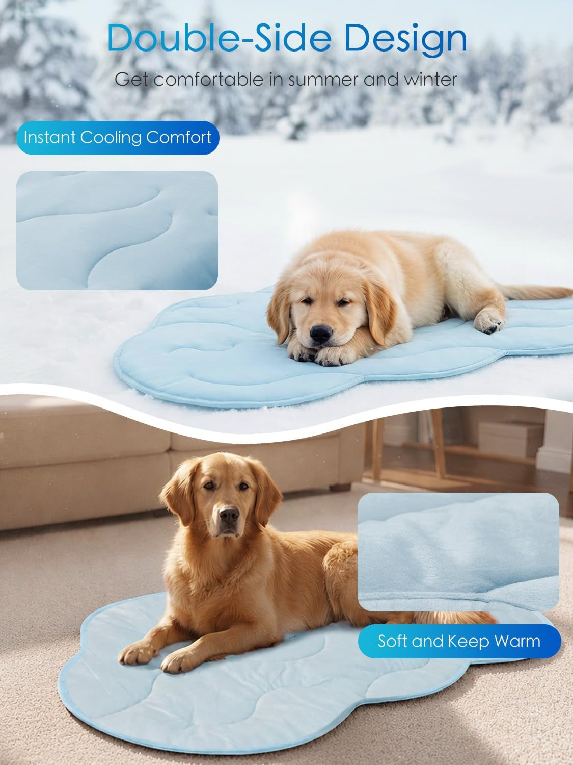 BECEMURU Cooling Mat for Dogs, Q-MAX＞0.46 Thickened Breathable Cold Pad