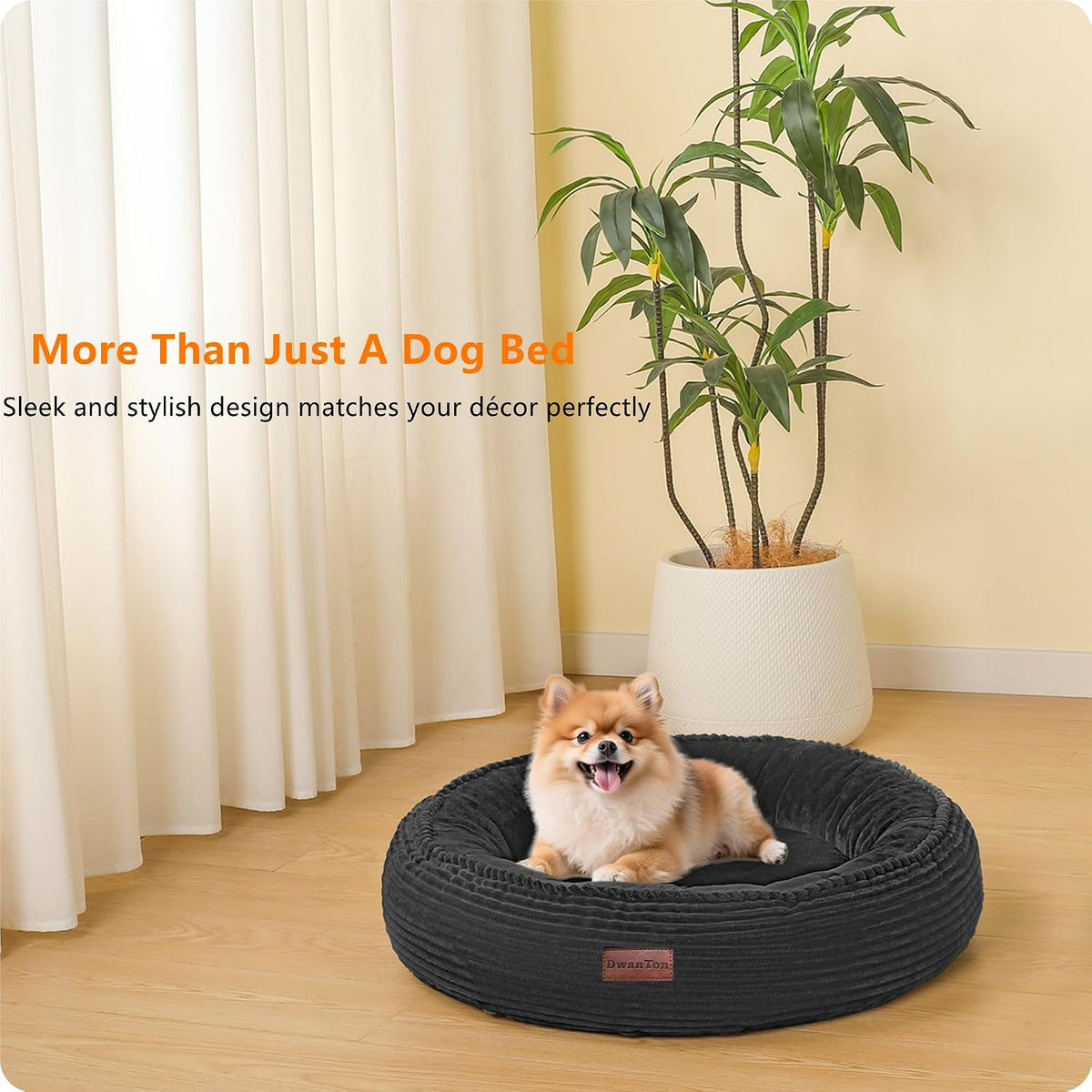 Dwanton Orthopedic Small Dount Dog Bed Cat Bed, Calming Egg-Crate Foam, 24"