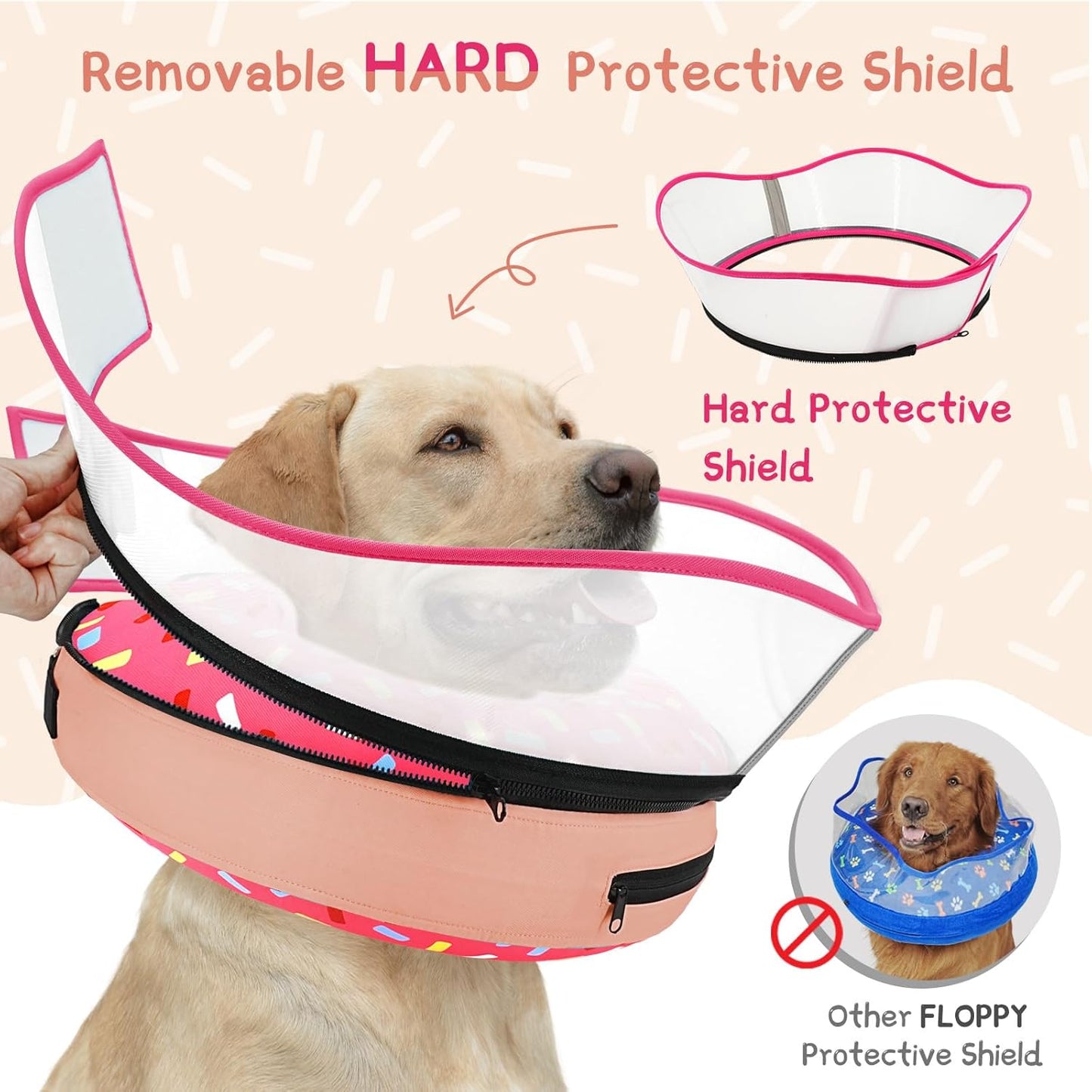 Supet Raised Inflatable Dog Cone Collar to Stop Licking, Soft Dog Cone Alternative after Surgery, Doggie Neck Donut Collar for Small Medium Large Dogs