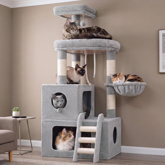 Gitelsnour Maine Coon Cat Tree Tower, Extra Large Condo for 20 Lbs+ GCT401W