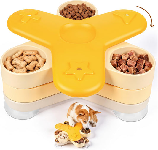 NORMON Dog Puzzle Feeder Toy, 4-Layer Rotating Treat Dispensing Slow Feeder