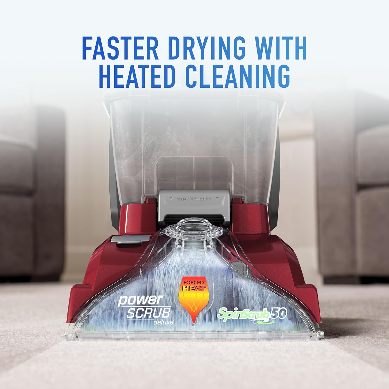 Hoover Powerscrub Deluxe Carpet Cleaner Machine, Deep Cleaning Carpet Shampooer Machine, Spinscrub Brushes, Heatforce Drying, Pet & Upholstery Tools, Pair with Hoover Carpet Cleaner Solution