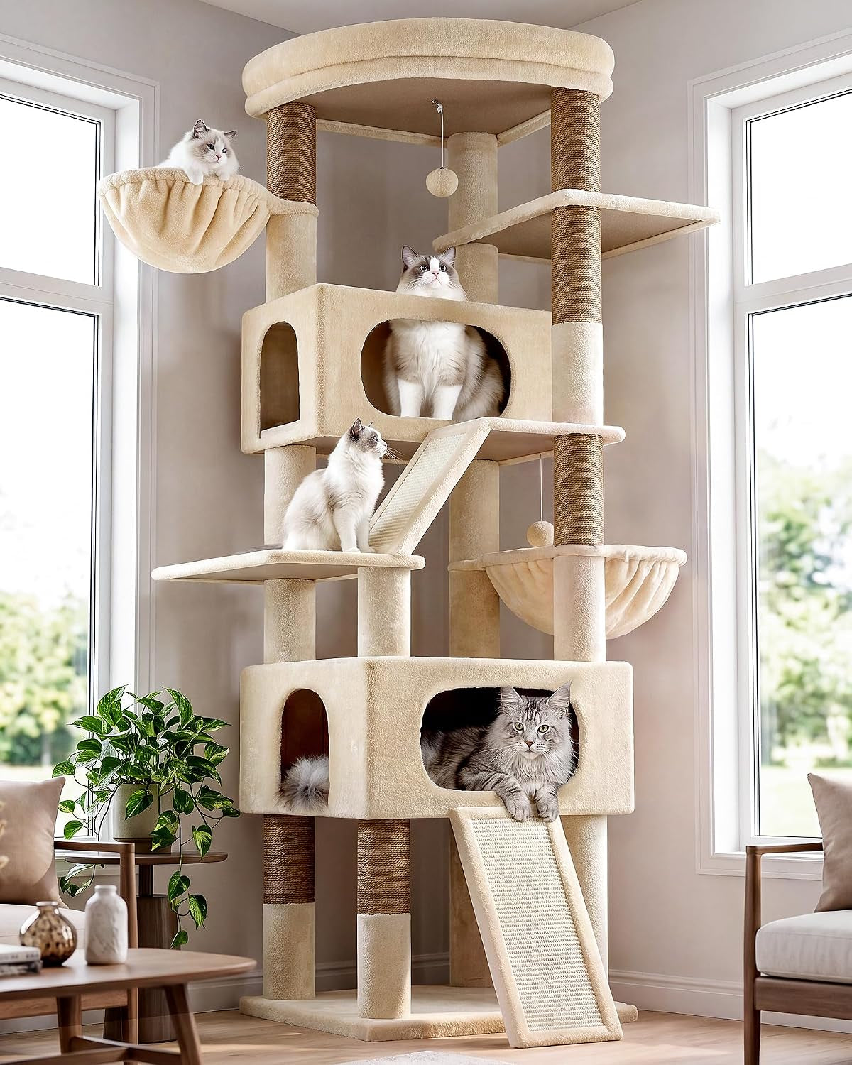 Globlazer Maine Coon Cat Tree for Indoor Large Adult Cats, S80H, Beige