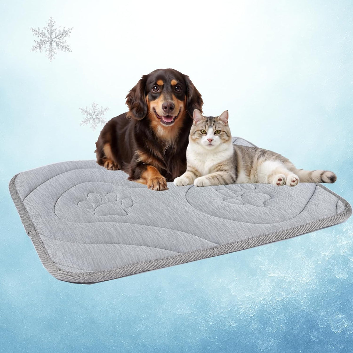 Reversible Dog Cooling Mat for Small Dogs 24"X18" — Thick & Durable Orthopedic Breathable 3D Mesh, Cool-Feel Arc-Chill Fiber (Q-Max>0.5) & Soft Velvet, Machine Washable, Cool Gray