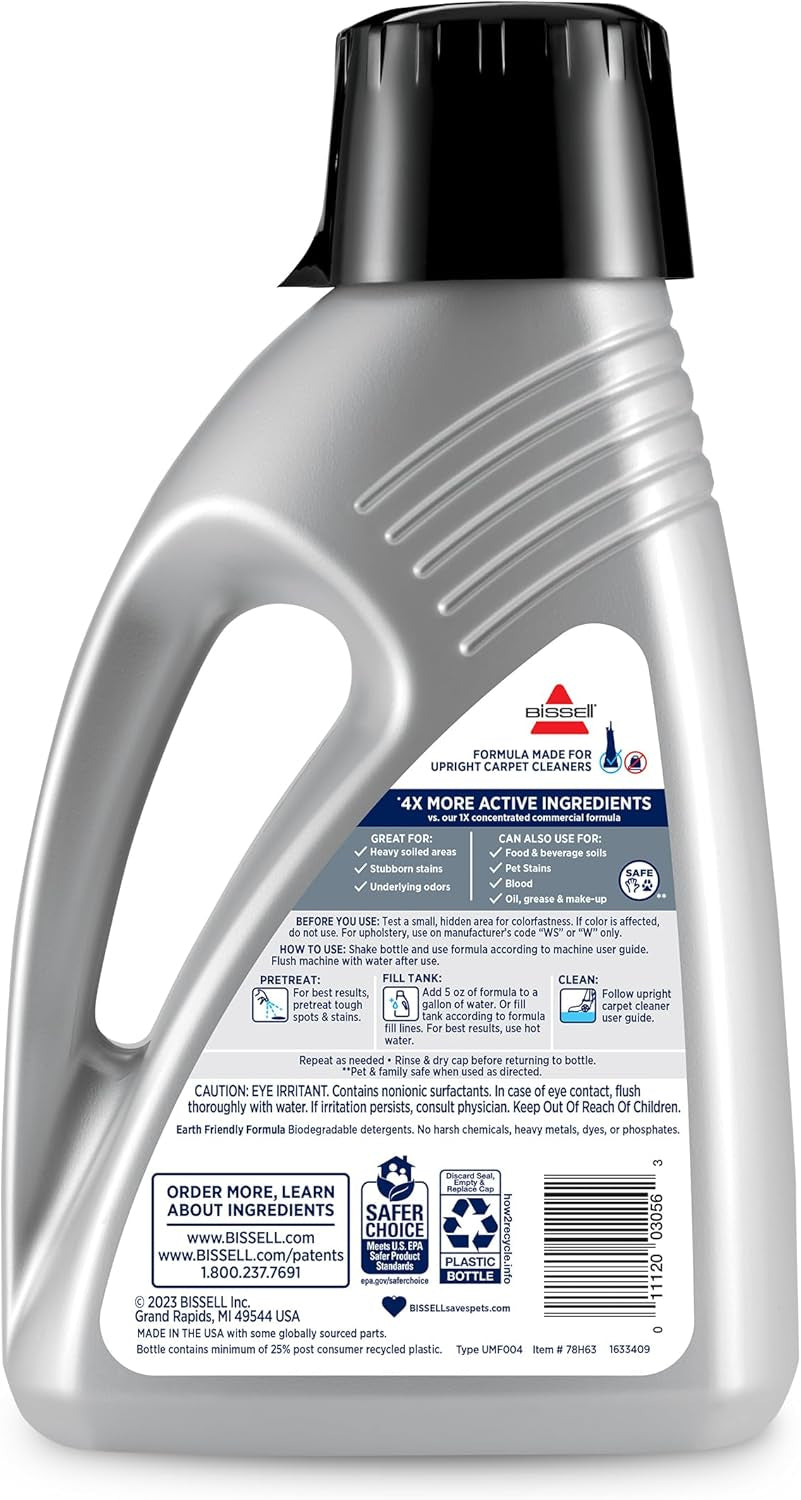 Bissell 78H63 Deep Clean Pro 4X Deep Cleaning Concentrated Carpet Shampoo, 48 Ounces - Silver