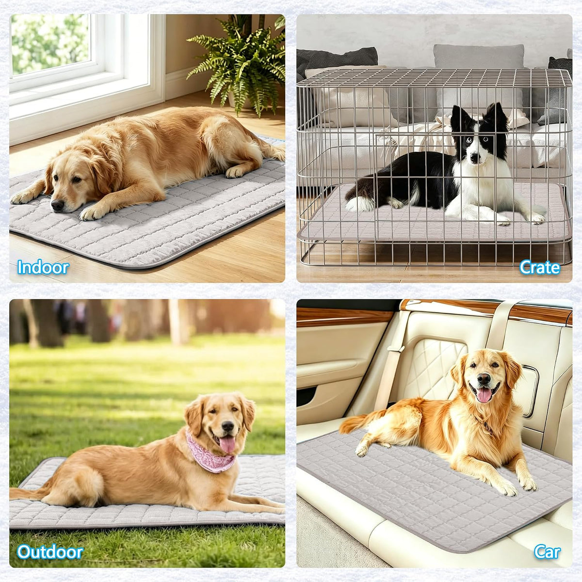 Cooling Mat for Dogs, Q-Max>0.5 Breathable Cooling Pad for Dog, 43"X 32" Pet Cooling Bed with Non-Slip Bottom, Portable Washable Cooling Blanket for Indoor & Outdoor,Gray