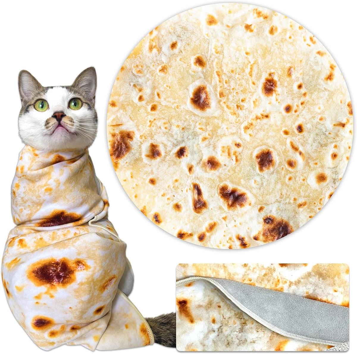 Cat Wrap for Cutting Nails, Tortilla Blanket Pet Supplies Cat Washing Bag, Burrito Blanket Cat Restraint for Nail Clipping, Multifunctional Pet Tool Gifts for Cat Lovers (L (Within 14Lbs), Tortilla)
