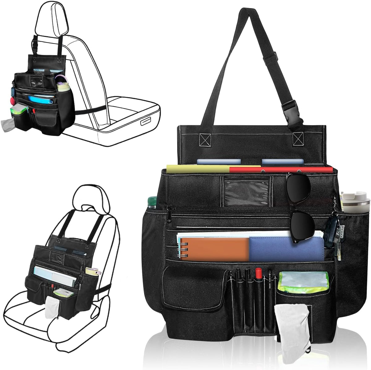 LIWSHWZ Car Front Seat Organizer | Car File Organizer with Dedicated Laptop